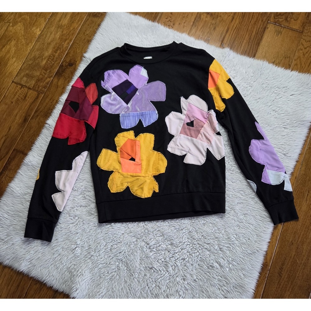 ZWD Zero Waste Daniel Shirt Sweatshirt Men's XS Unisex Pop Art Florals Black